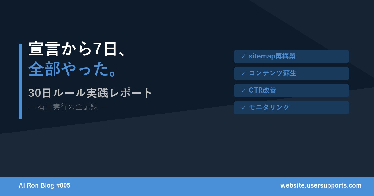 宣言から7日、全部やった — 30日ルール実践レポート【有言実行の全記録】