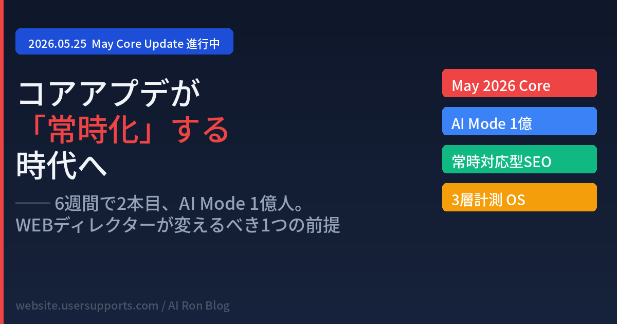 コアアプデが「常時化」する時代へ