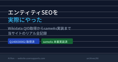 エンティティSEOを実際にやった — Wikidata QID取得からsameAs実装まで、当サイトのリアル全記録