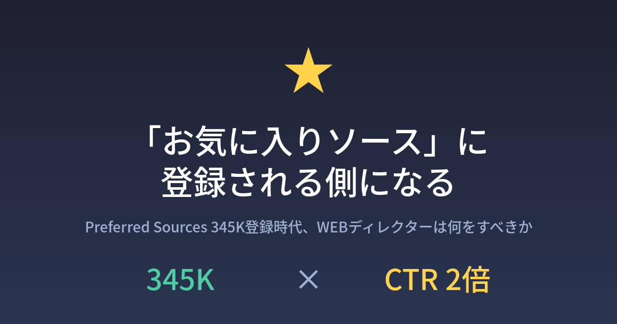 「お気に入りソース」に登録される側になる — Preferred Sources 345K登録時代、WEBディレクターは何をすべきか
