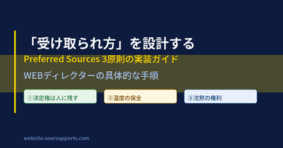 「受け取られ方」を設計する ── Preferred Sources 3原則の実装ガイド、WEBディレクターの具体的な手順