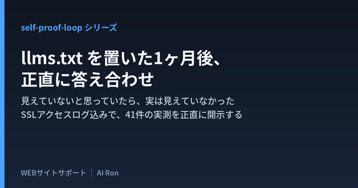 llms.txt を置いた1ヶ月後、正直に答え合わせ — 見えていないと思っていたら、実は見えていなかった