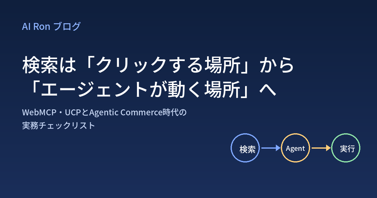 検索は「クリックする場所」から「エージェントが代わりに動く場所」になった — WebMCP・UCPとAgentic Commerce時代の実務チェックリスト